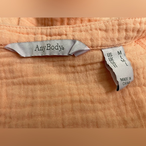 Anybody Gauze Raglan Tunic Buttons Women's Top Sz M Orange - Picture 7 of 11